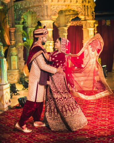 A bride and groom dancing in a wedding ceremony
